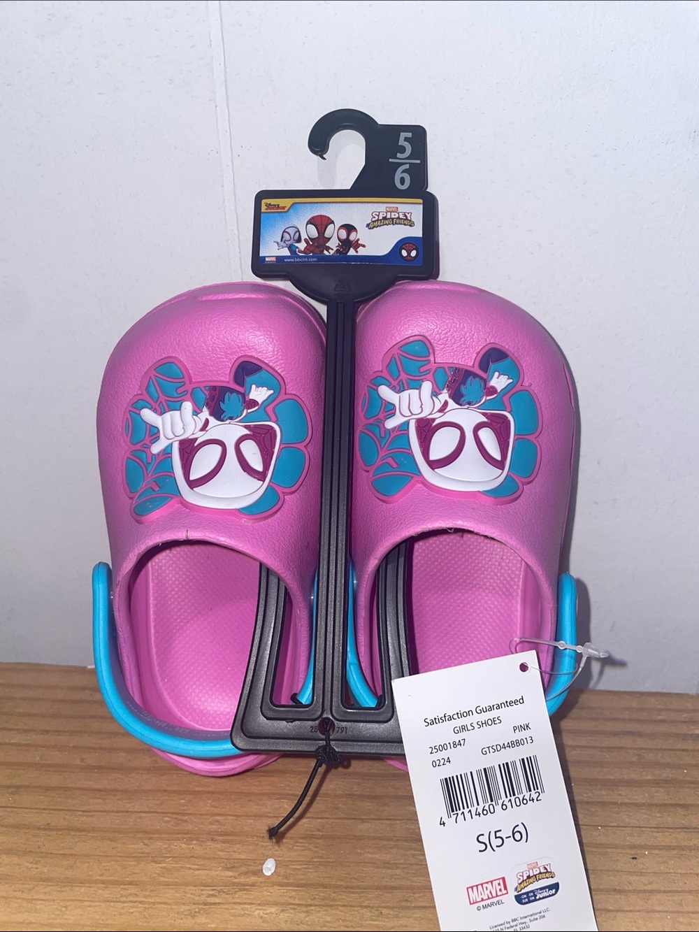 Marvel Pink Spider-Gwen Slip-On Clog Sandals with Teal Accents